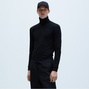 NWOT Zara Mock Neck Top Black